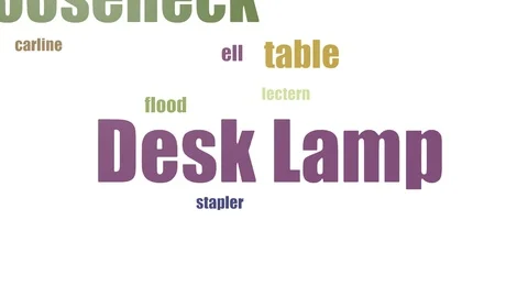 Desk Lamp Word Cloud Animated Isolated On White Stock Footage 107248412