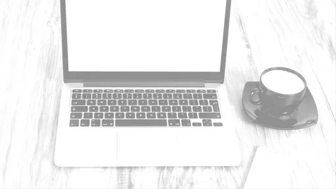 Desk laptop coffee iPhone cellphone Stock Footage 162170531