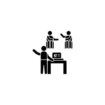 Desk laptop trainer chart icon. Simple business indoctrination icons for ui and Stock Illustration