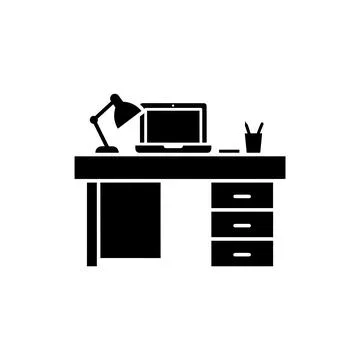 Desk with Laptop Workspace Icon Stockillustratie