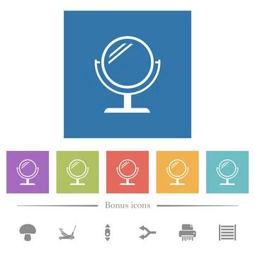 Desk mirror with reflection flat white icons in square backgrounds Stock Illustration