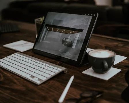 Desk with multiple objects on it Stock Photos