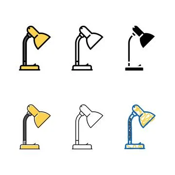Desk multistyle table lamp color icon vector Stock Illustration