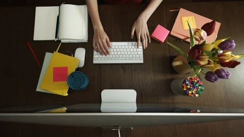 Desk overhead shot Video stock 107093148