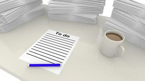 Desk with a pile of work Stock Illustration