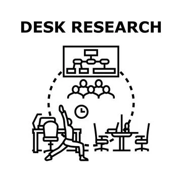 Desk research concept identifying data analysis and strategy Stock Illustration