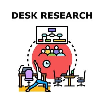 Desk research concept identifying data analysis and strategy Stock Illustration