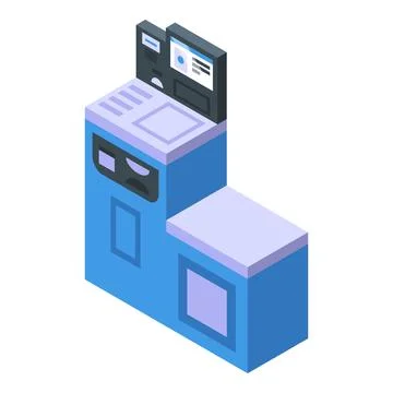 Desk self service icon isometric vector. Panel space Stock Illustration