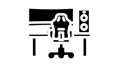 Desk setup gaming pc glyph icon animation Stock Footage 326730862