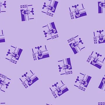 Desk setup gaming pc glyph vector seamless pattern Stock Illustration