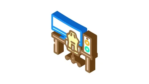 Desk setup gaming pc isometric icon animation Stock Footage 327276633