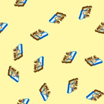 Desk setup gaming pc isometric icon seamless pattern Stock Illustration