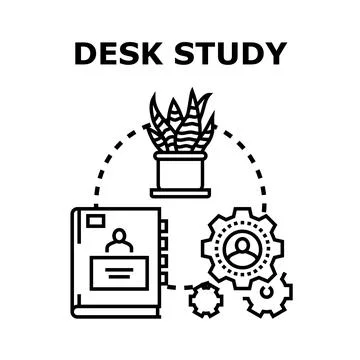 Desk study concept illustrating productivity and organization Stock Illustration
