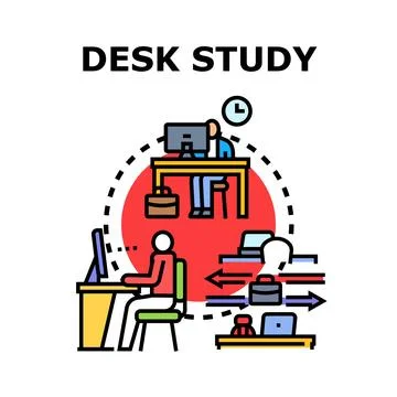 Desk study concept of remote work and business process イラスト素材