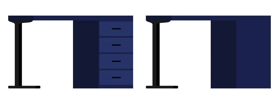 Desk table cabinet set with different style design Stock Illustration