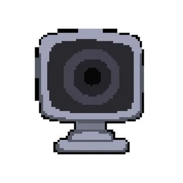 Desk table camera pixel art vector illustration Stock Illustration