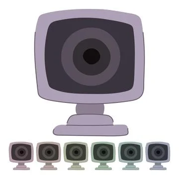 Desk table camera vector cartoon graphic Stock Illustration