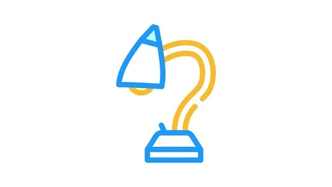 Desk table lamp color icon animation Stock Footage 327272564