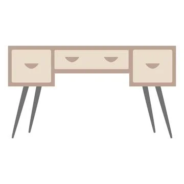 Desk table for work or study, interior design element for living room or cabinet Stock Illustration