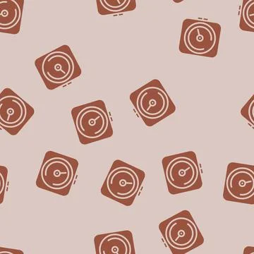 Desk timer kitchen cookware glyph vector seamless pattern Stock Illustration