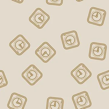Desk timer kitchen cookware line seamless pattern Stock Illustration