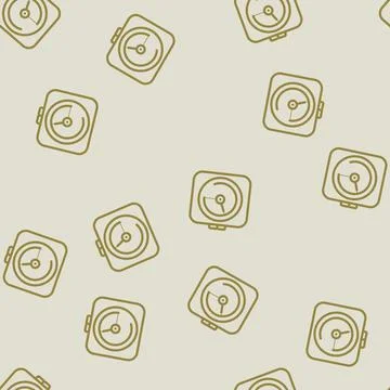 Desk timer kitchen cookware line vector seamless pattern Stock Illustration