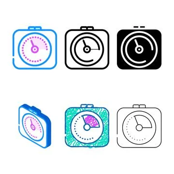 Desk timer kitchen range cookware color icon vector Stock Illustration