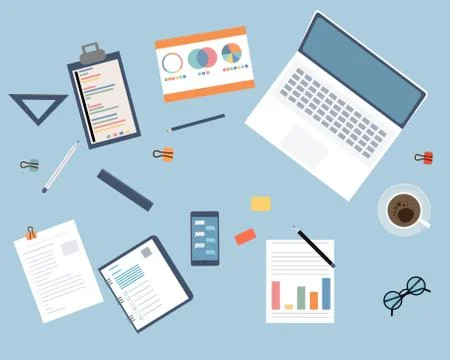 Desk topview ad Stock Illustration