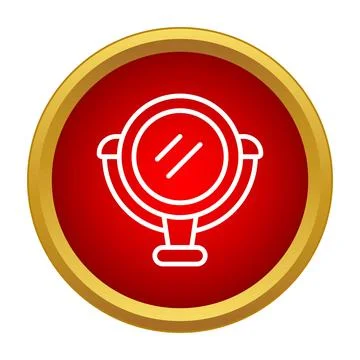 Desk vanity mirror on a red circular icon Stock Illustration