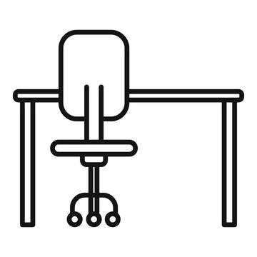 Desk workspace icon outline vector. Office sit Stock Illustration