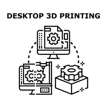 Desktop 3d printing creating rapid prototyping process Stock Illustration