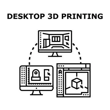 Desktop 3d printing process with digital design and manufacturing Illustrazione stock