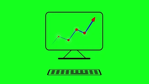 Desktop Analytics Icon – Rising Graph &amp; Stock Market Growth Visualization Stock Footage 310801490