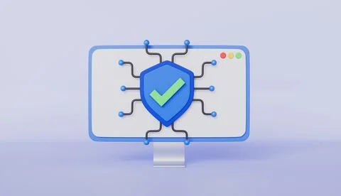Desktop and cloud data under protection, Data protection, Software development Stock Illustration