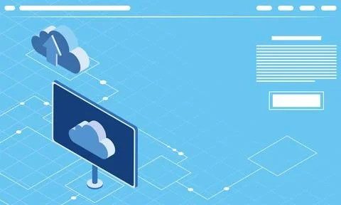 Desktop and clouds computing Illustrazione stock