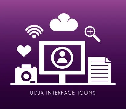 Desktop and interface set silhouette style icons Illustrazione stock