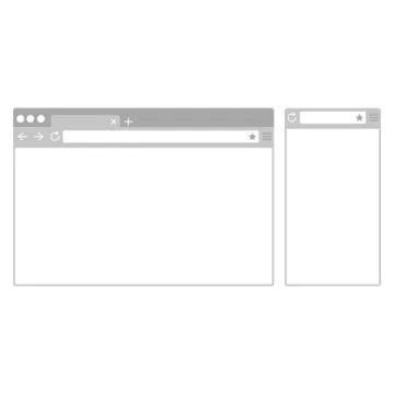 Desktop and mobile phone browser windows. Different devices web browser in flat Stock Illustration