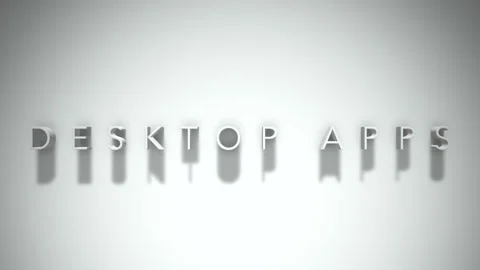 Desktop apps 3D title animation white text on a white background Stock Footage 299376114