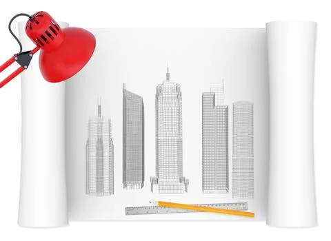 Desktop of architect Stock Illustration