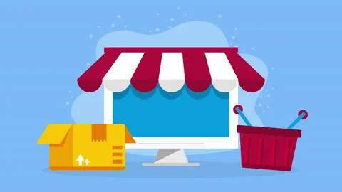 Desktop with box ecommerce animation Stock Footage 233863525