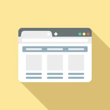 Desktop browser icon flat vector. Internet computer Stock Illustration