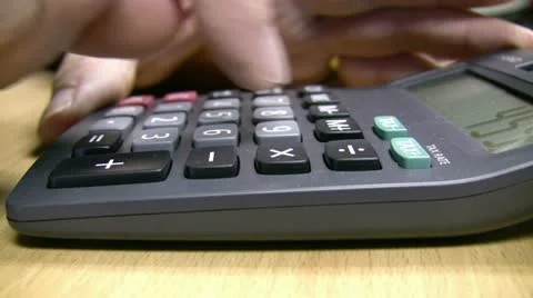 Desktop calculator side view close up Video stock 18196352