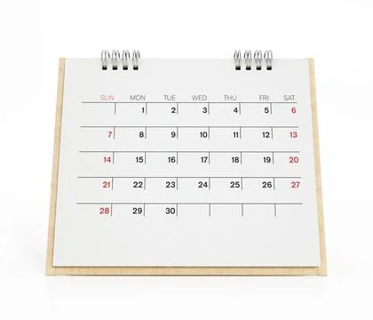 Desktop calendar isolated on white background. 3D illustration Stock Illustration