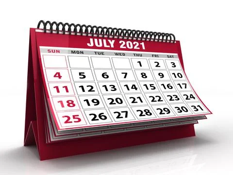 Desktop Calendar July 2021 isolated in white background Stock Illustration