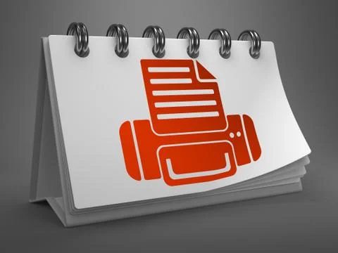 Desktop Calendar with Printer Icon. Illustrazione stock