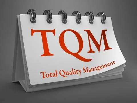 Desktop Calendar with TQM Concept. Stock Illustration