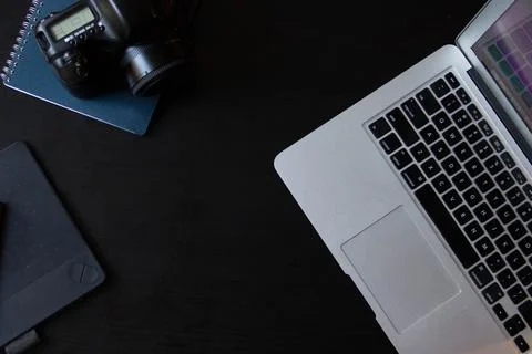 Desktop with camera element Stock Photos