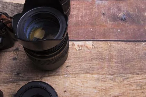 Desktop with camera element Stock Photos