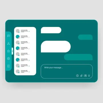 Desktop Chat Application User Interface With Empty Message Bubbles 스톡 일러스트