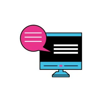 Desktop with chat bubbles app 스톡 일러스트